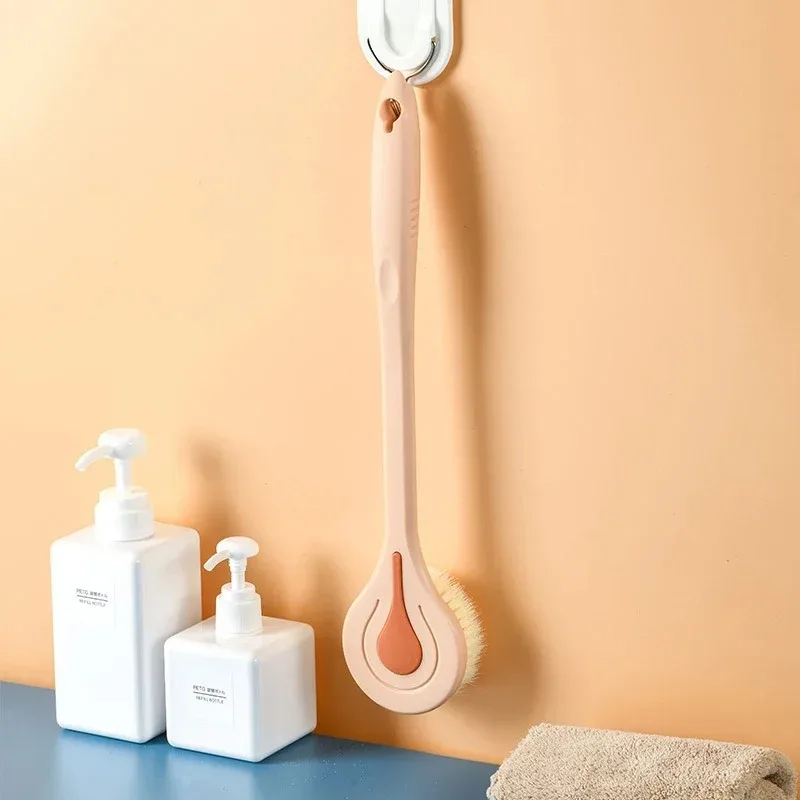 1pc Long Handle Bath Brush Soft Hair Bath Brush Back Ball Brush Bathroom Body Brushes Mud Back Scrubber Shower Massage Brush