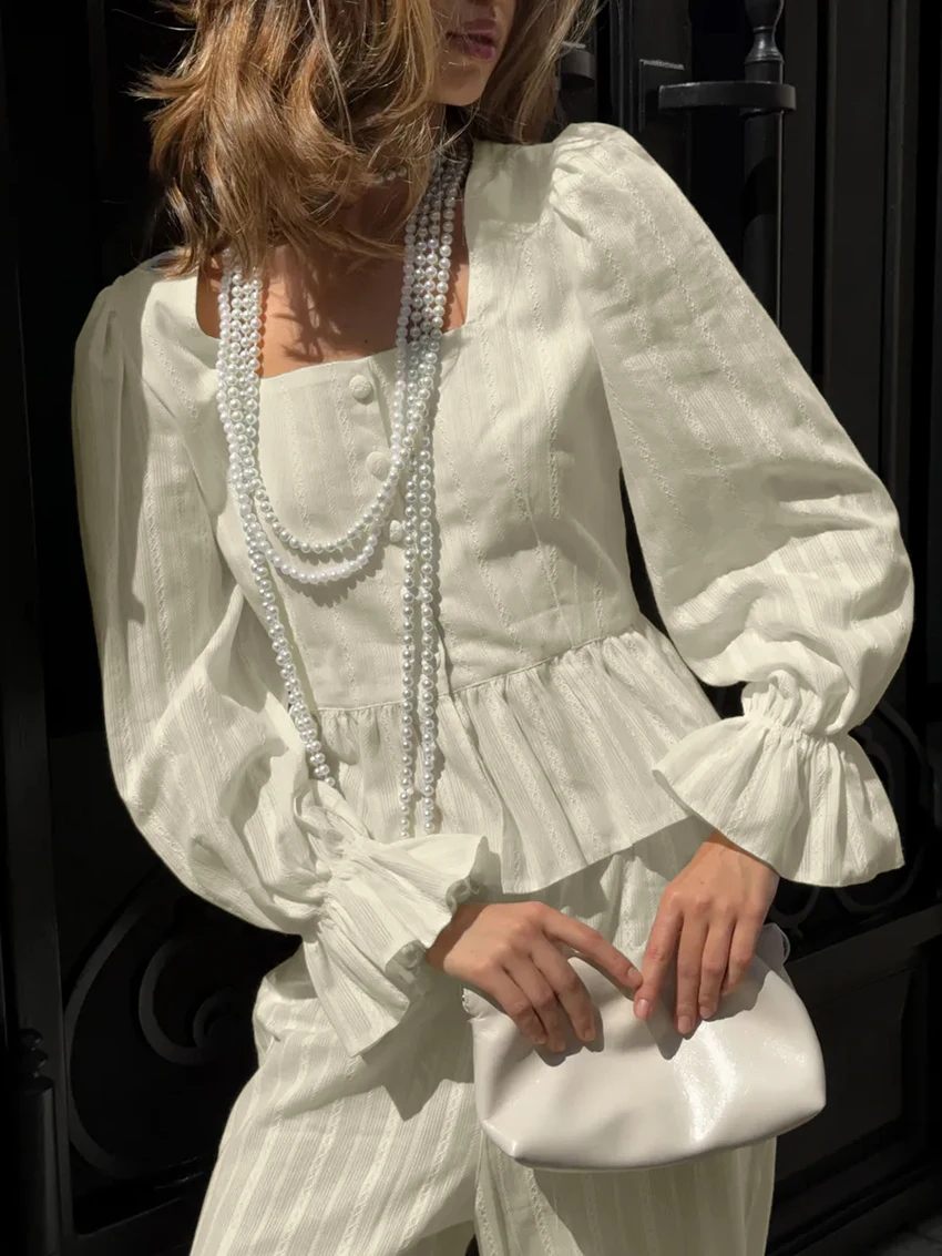 Marthaqiqi القطن الإناث ملابس خاصة مجموعة طويلة الأكمام منامة مثير ساحة طوق ملابس نوم السراويل عارضة المرأة ثوب النوم دعوى الشتاء #2