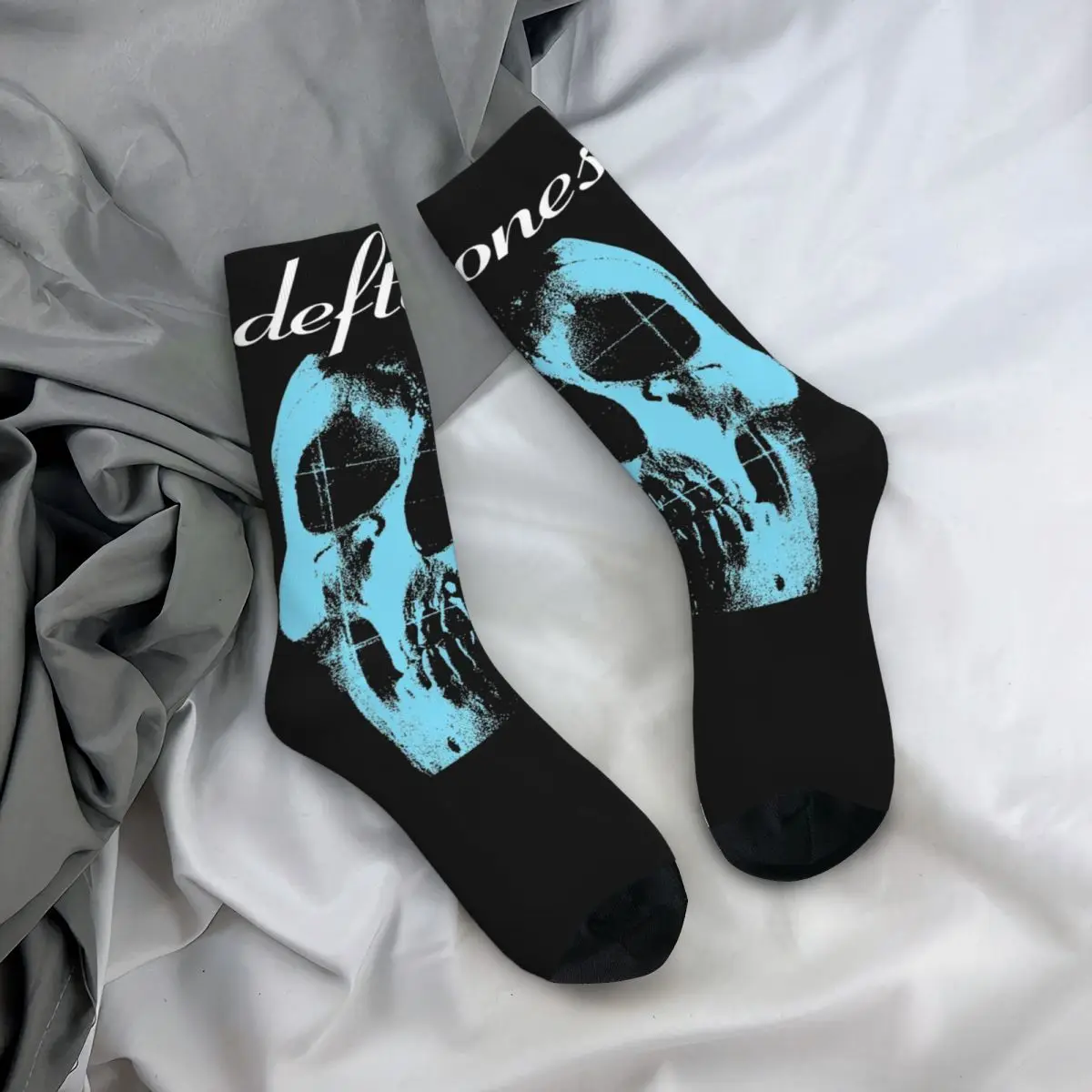 Kaus kaki tur Band Metal Deftones Retro pria kaus kaki horor tengkorak senang lembut lucu stoking rok Tengah Harajuku Merch hadiah menakjubkan