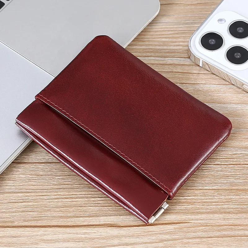 H22 5 Colors Genuien Leather Card Holder 2 Card Position Men's ID Card Purses Bank Card Mini Purse Mini Coin Purses For Male