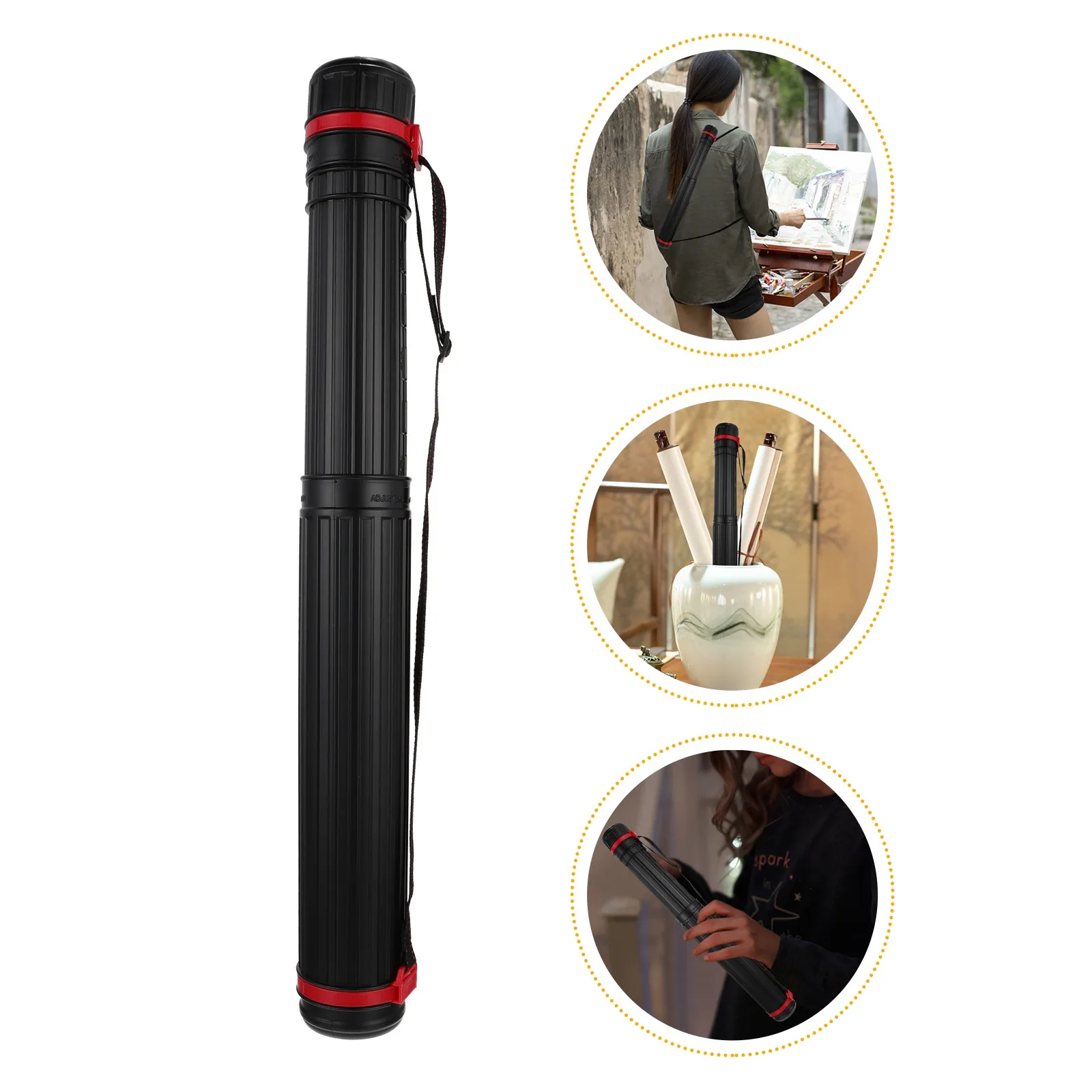 

1Pcs High Quality Telescoping Drafting Tube Extendable Plastic Poster Tube with Detachable Shoulder Strap for Artwork Plans File