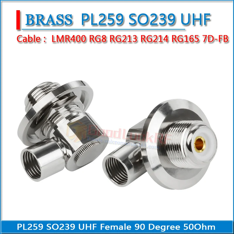 PL259 SO239 SL16 M UHF أنثى غسالة الجوز الحاجز لوحة الزاوية اليمنى 90 درجة المشبك لحام LMR400 RG8 RG213 RG214 RG165 7D-FB
