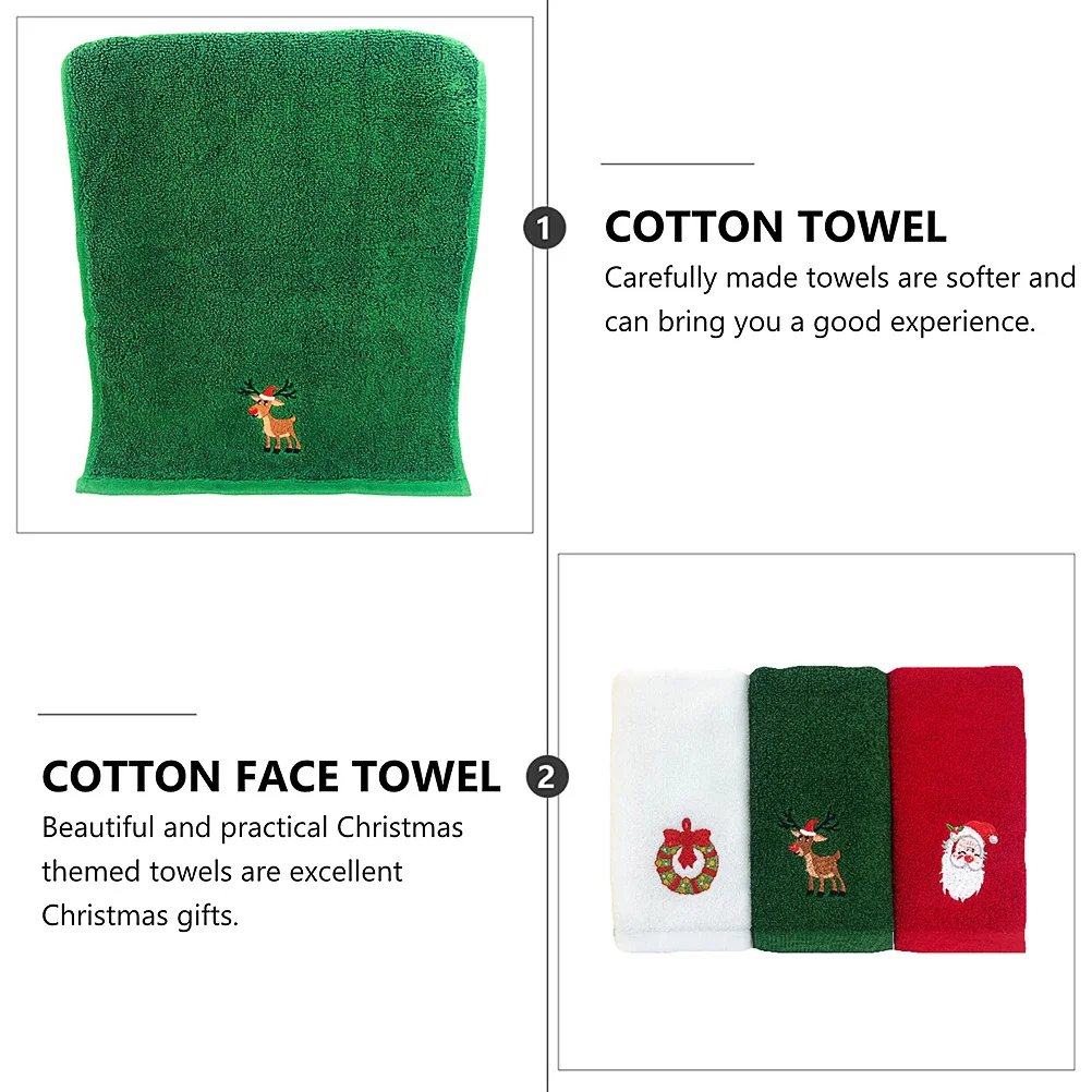 

3 Pcs Bath Towels Hand Cotton Holiday Bathroom Face Drying New Year Embroidery for Washcloths Shop