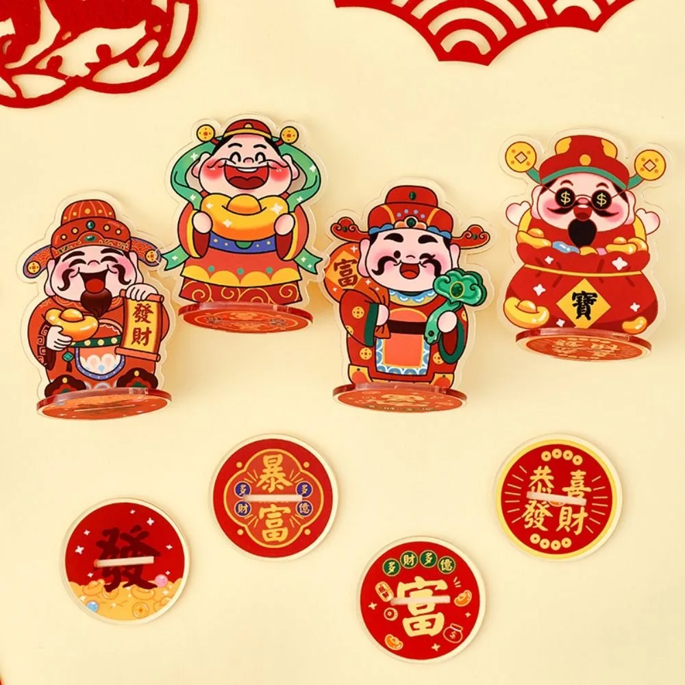 Chinesischen Stil Gott des Reichtums Stand Modell Platte Glück Kreative Gott des Glücks Figur Modell Platte Acryl Rot