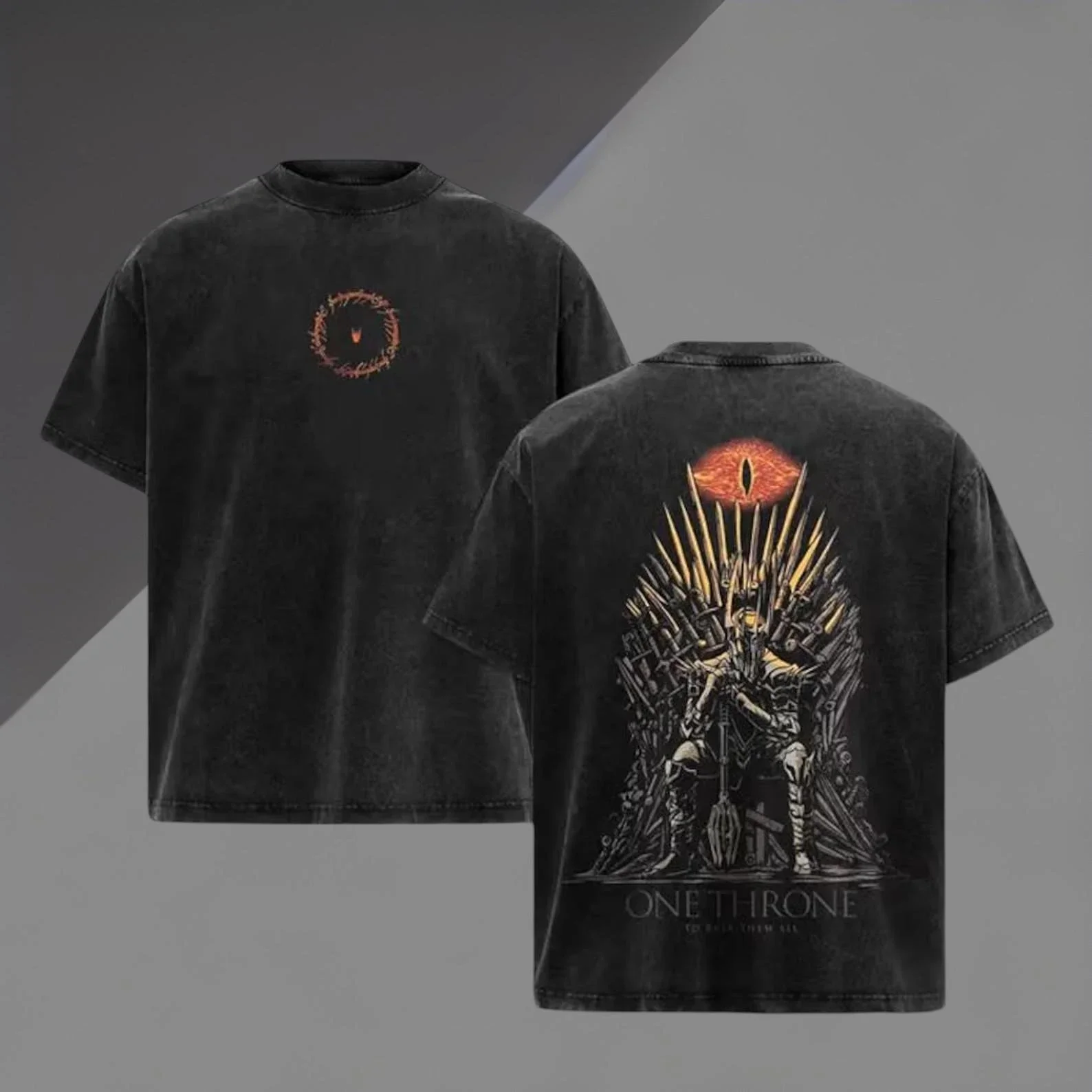 Lord of The Rings Sauron Vintage Graphic Tee Dark Fantasy Streetwear Men Women Cotton T-shirt Y2K Tolkien Fan Gift