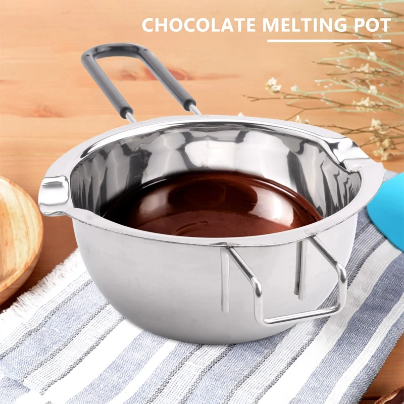 2-Pack Stainless Steel Double Boiler, Heat-Resistant Handle For Chocolate, Butter, Cheese, Caramel And Candy- Steel Melting Pot,