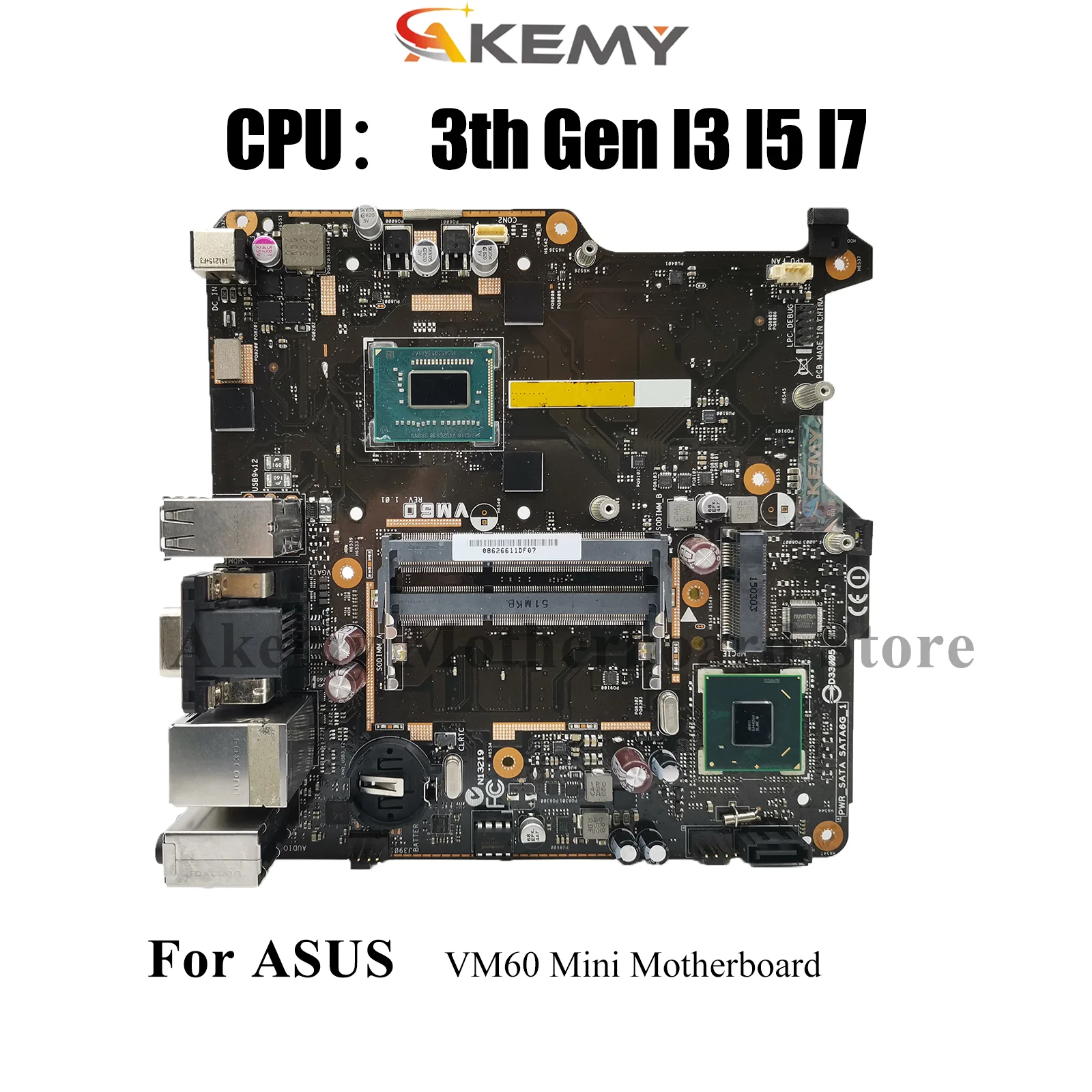 

VM60 Laptop Motherboard For ASUS VivoMini VM60 Notebook Mainboard With I3 I5 I7 CPU 100% tests OK fast shipping High quality