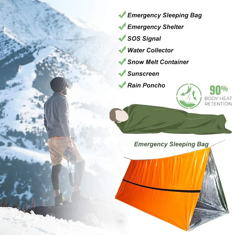 Emergency Sleeping Bag - Use As Emergency Bivy Sack, Survival Sleeping Bag, Mylar Emergency Blanket for Outdoor Activities