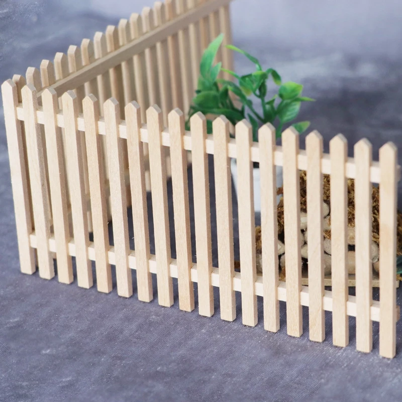 1/12 Dollhouse Fence Wooden Decorative Fence DIY Dollhouse Fairy Garden Long Gate Decoration