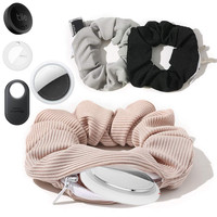 Airtag Hair Scrunchies With Zipper Pocket, Hidden tag Mitag Holder for Hide Money, Elastic Hair Ties Ponytail Accessories