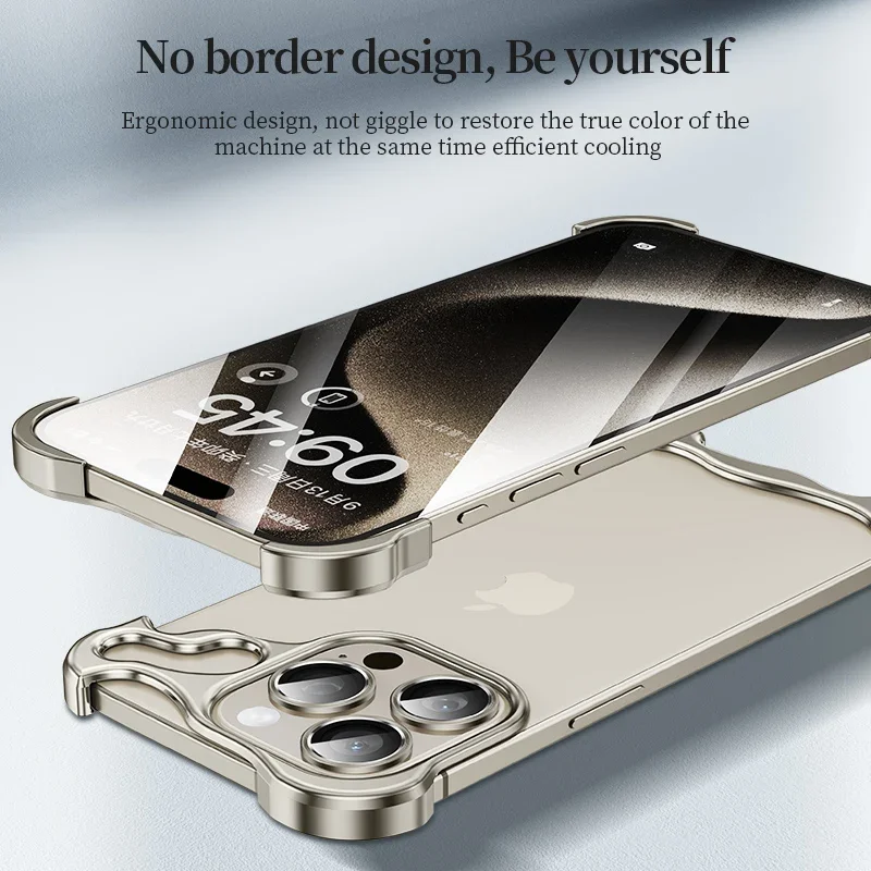 Luxury Lrregular Bare Metal Bumper Phone Case IPhone 13 14 15 16 Pro Max Lens Film Shell Aluminum Alloy Fall Protection Covers