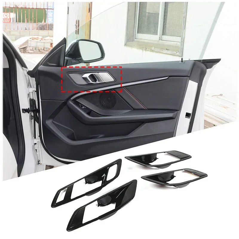 

For BMW 1 2 Series F40 F44 2020-2024 ABS Carbon Fiber Inner Door Handle Frame Cover Stickers Trim Car Accessories