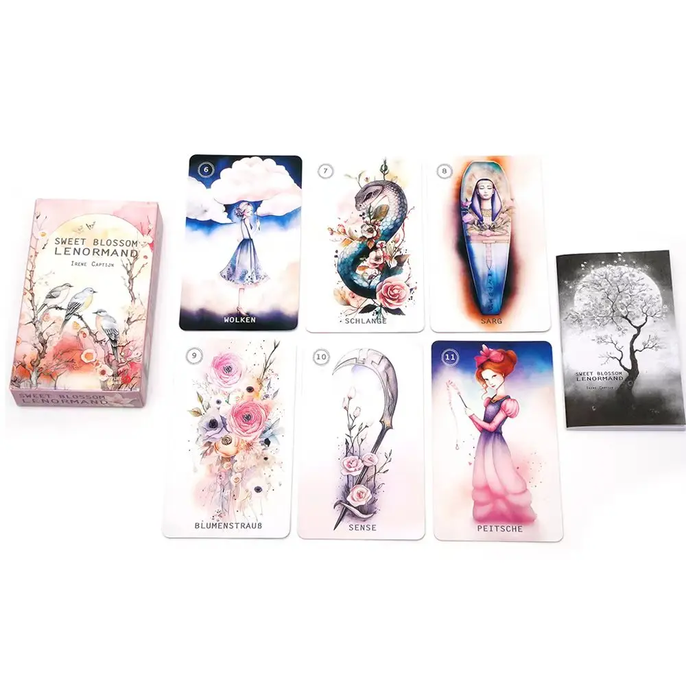 German Sweet Blossom Lenormand Tarot  Deck Playing Fate Divination With Paper Instruction Tarot Cards Family Party Board Game