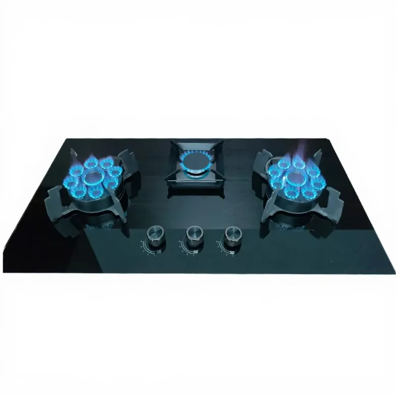 3 Burner Tempered Glass Gas Cooktop Flipable Panel Natural Gas Hob Household Built-in Gas Stove