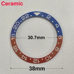 38mm Top Quality Red&Blue GMT Ceramic Bezel Insert Cola Ring Fully Luminous Retro Aluminium Bezels For 40mm Men's Watch Parts