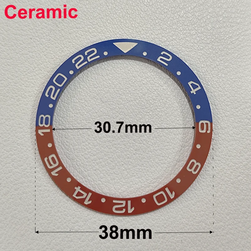 38mm Top Quality Red&Blue GMT Ceramic Bezel Insert Cola Ring Fully Luminous Retro Aluminium Bezels For 40mm Men's Watch Parts