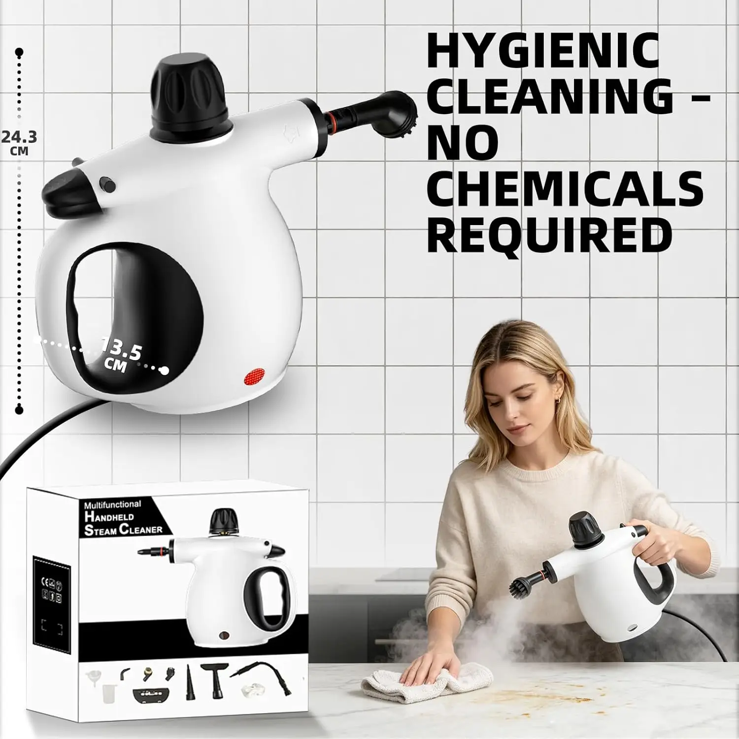 1200W Pressurized Handheld Steam Cleaner for Home - Portable Multi-purpose High Pressure Deep Multi-surface Cleaning Steamer Machine