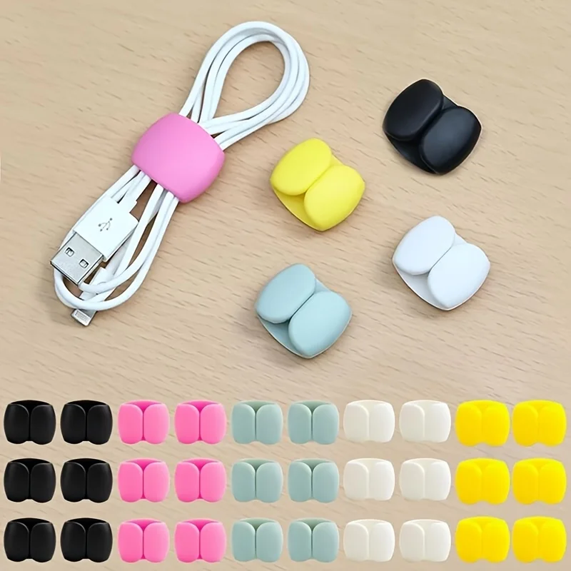 20pcs Premium Durable Colorful Cable Clips, Practical Desk Cable Organizer, Colorful Cable Clips with Wire Storage Function