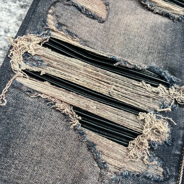 men retro aged washing yellow patches distressed jeans AliExpress