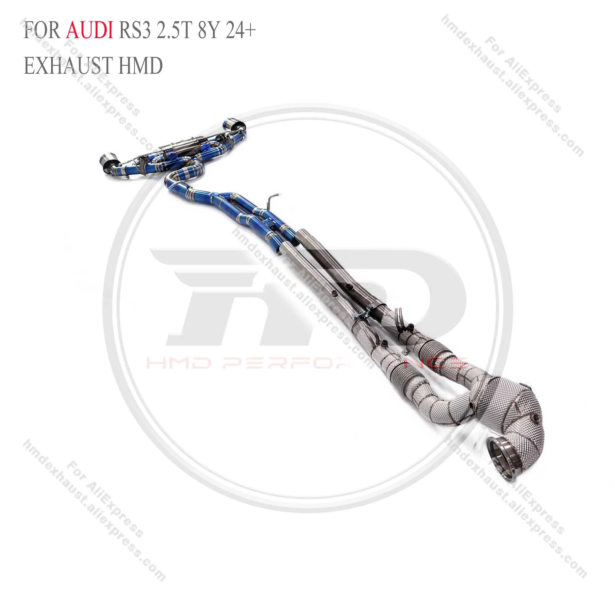 HMD titanium alloy Exhaust System Performance Catback for AUDI RS3 2.5T 8Y 24+ Catless Downpipe With Heat Shield