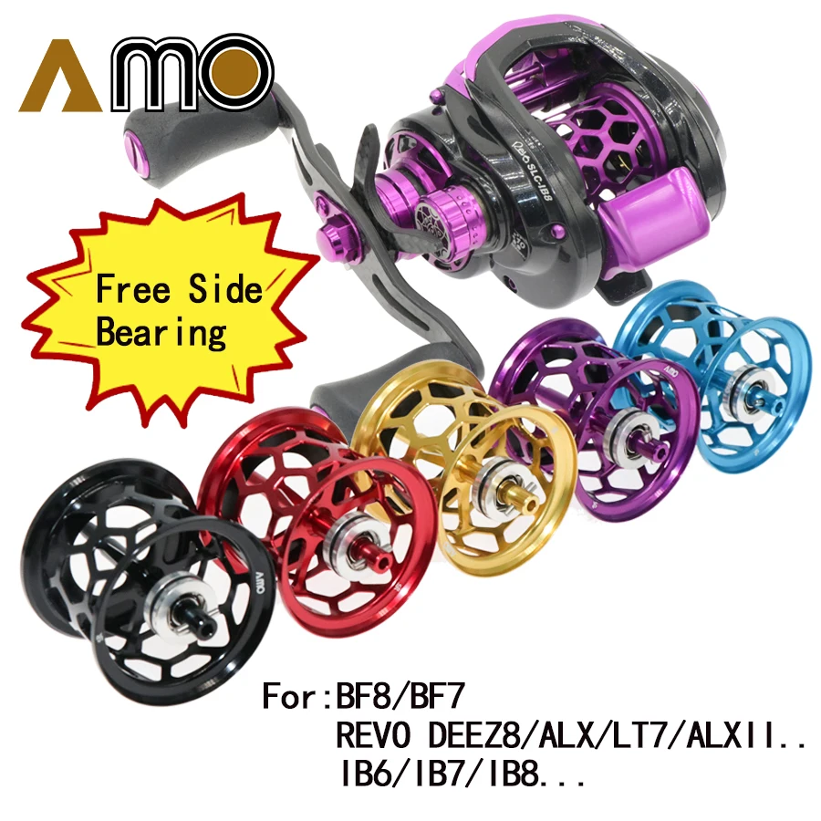 AMO DIY Fishing Tools Abu bf8 ib8 revo deez8 micro object integrated honeycomb spool with side cover bearing double brake spool