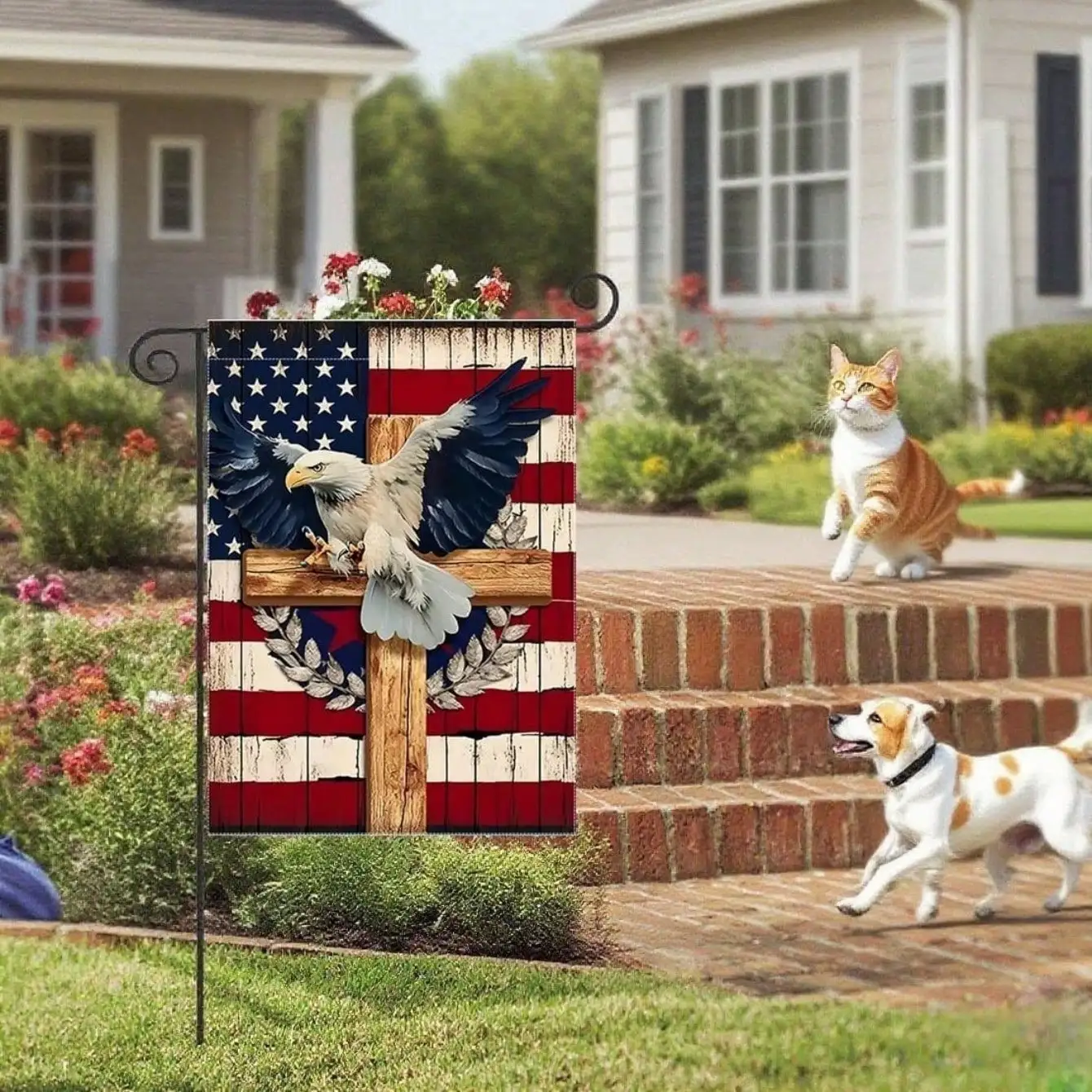 

Патриотический садовый флаг со звездами и полосами для украшения на открытом воздухе на День независимости, 4 июля, День памяти, День ветеранов