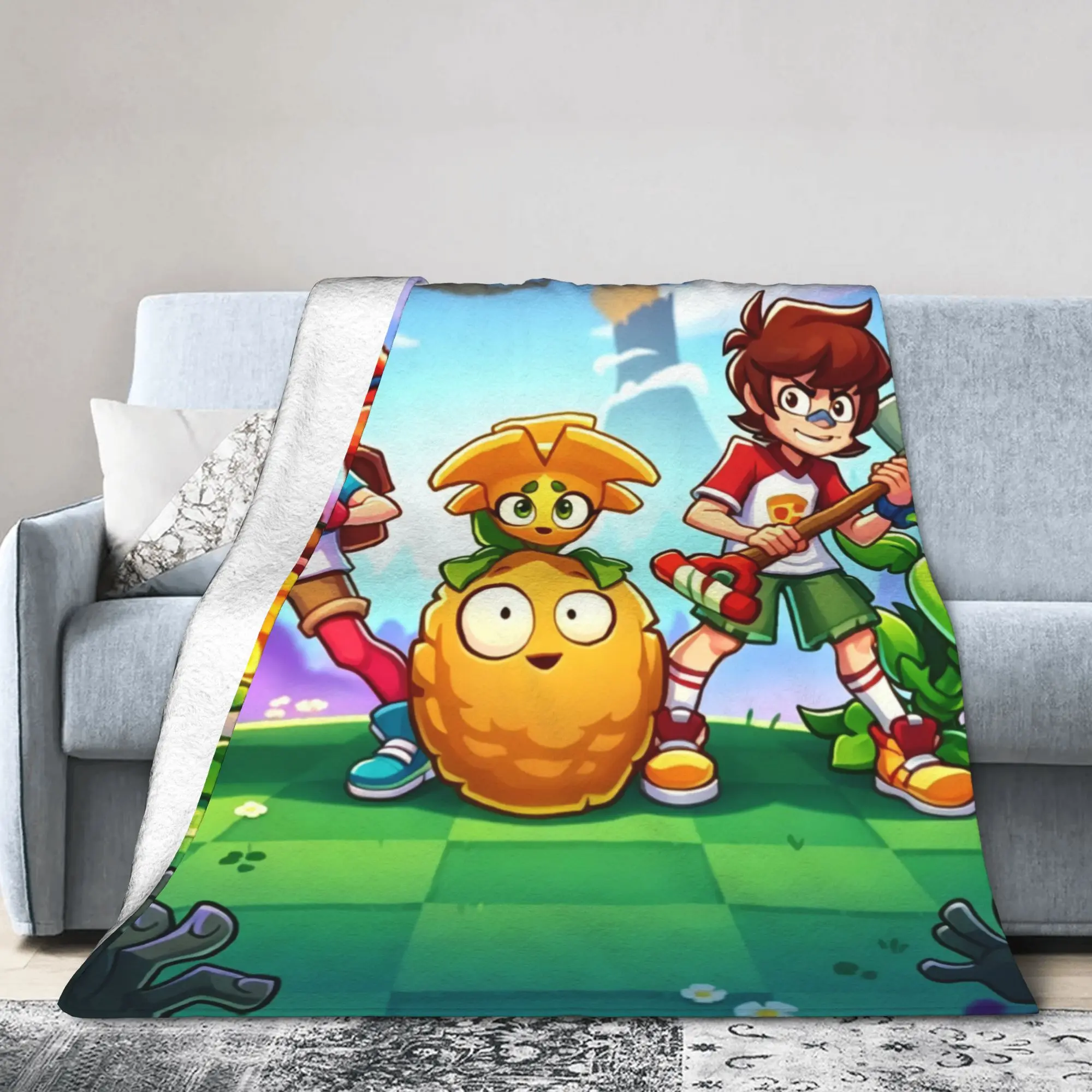 P-Plantsed Vs. Zombiesed Blanket Warm Fleece Soft Flannel Funny Game Vegetable Print Blankets Bedroom Sofa Travel Spring Autumn