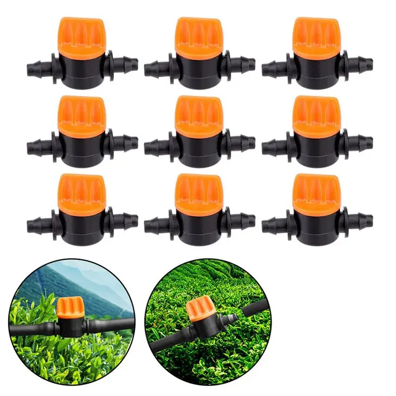 A74E-200Pcs 1/4Inch Pipe Mini Valve 4/7Mm Hose Controller Barbed Adapter Agriculture Drip Irrigation Watering System Fitting