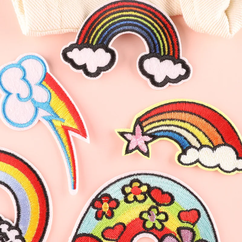13 Stück Patches für Kleidung Kinder Eisen auf Regenbogen Lot Großhandel bestickt Bulk Applikation Pack süße Parche Ropa Stoffe Nähen Jacke – Detail 4