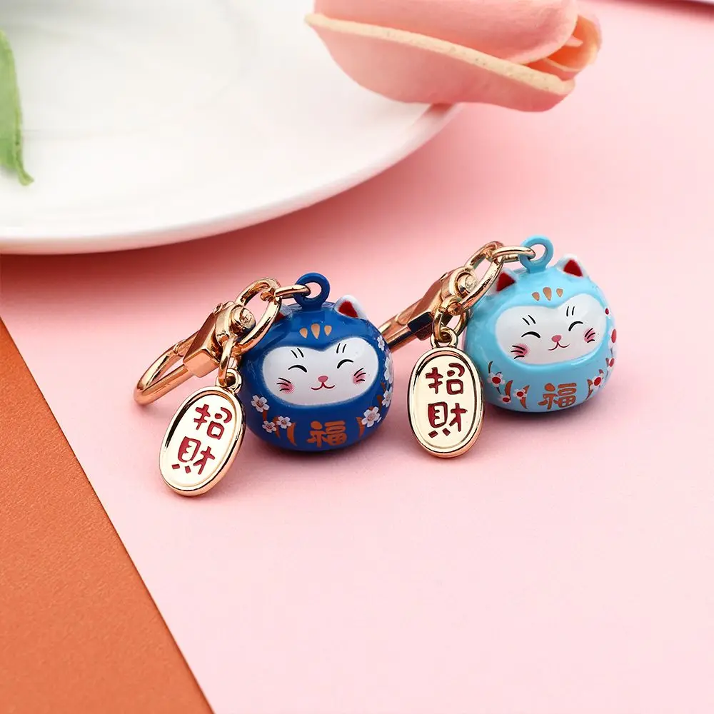 Japanese Cute Lucky Cat Keychains Cartoon Lucky Cat Key Chains Car Bag Charm Ornaments Pendant Keyring Couple Gift image 4