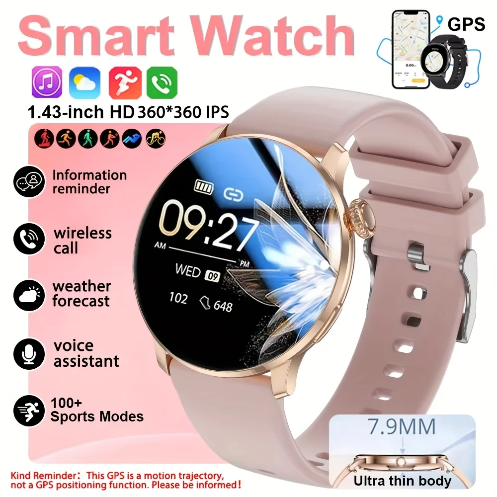 

2025 NEW 8MM Ultra-thin body Fashion SmartWatch 1.43"AMOLED HD Screen Women's Health Heart Rate Bluetooth Call Woman Smart Watch