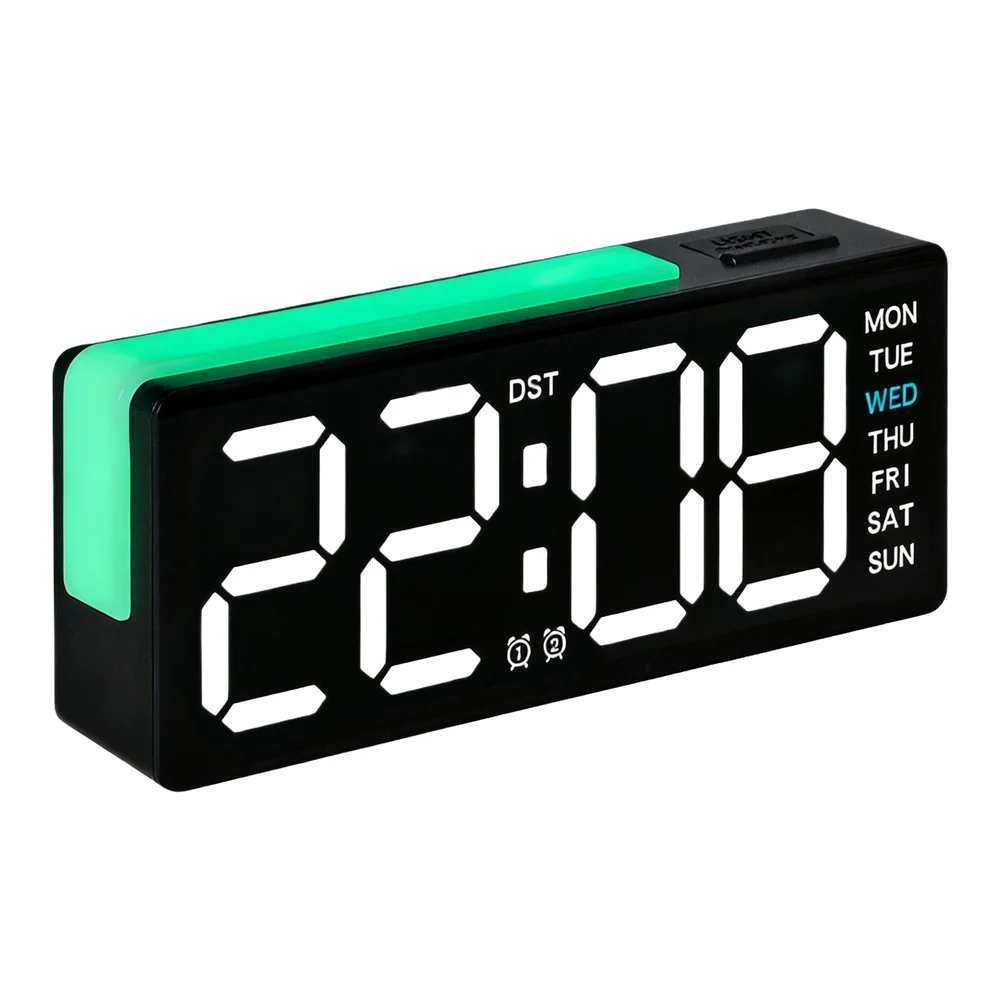 Date Time Display LED Digital Clock Wall Mountable Loop Display Time Date Temp Digital Clock Black white Bedroom