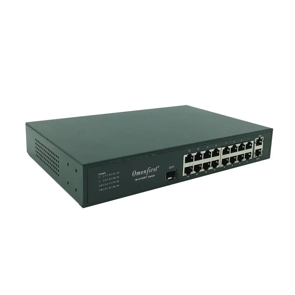 16 منفذ شبكة جيجابت POE Switch + 2 منفذ جيجابت إيثرنت POE وحدة تبديل إيثرنت