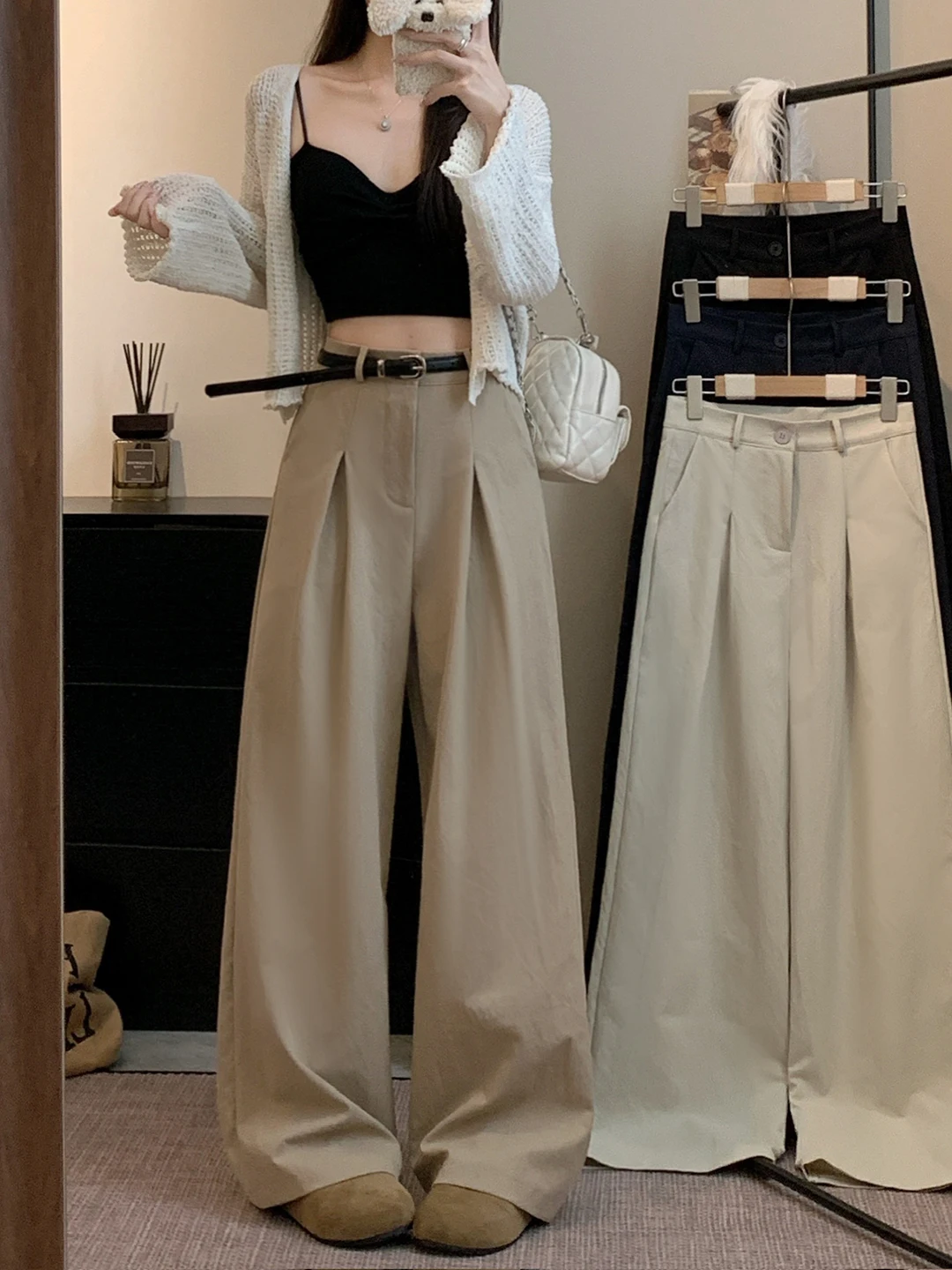 

Spring 2026 Loose Women's Wide Leg Pants High Waist Drapey Casual Suit Trousers Korean Sle Straight Cut Long Pants