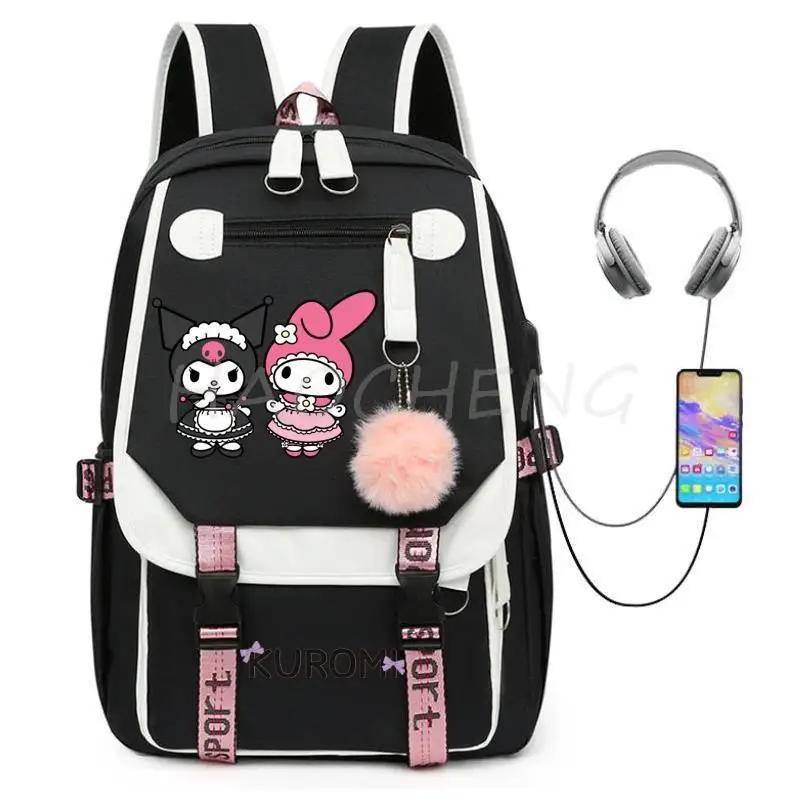 Mochila escolar con múltiples bolsillos para chicas adolescentes, morral escolar Kawaii para mujer