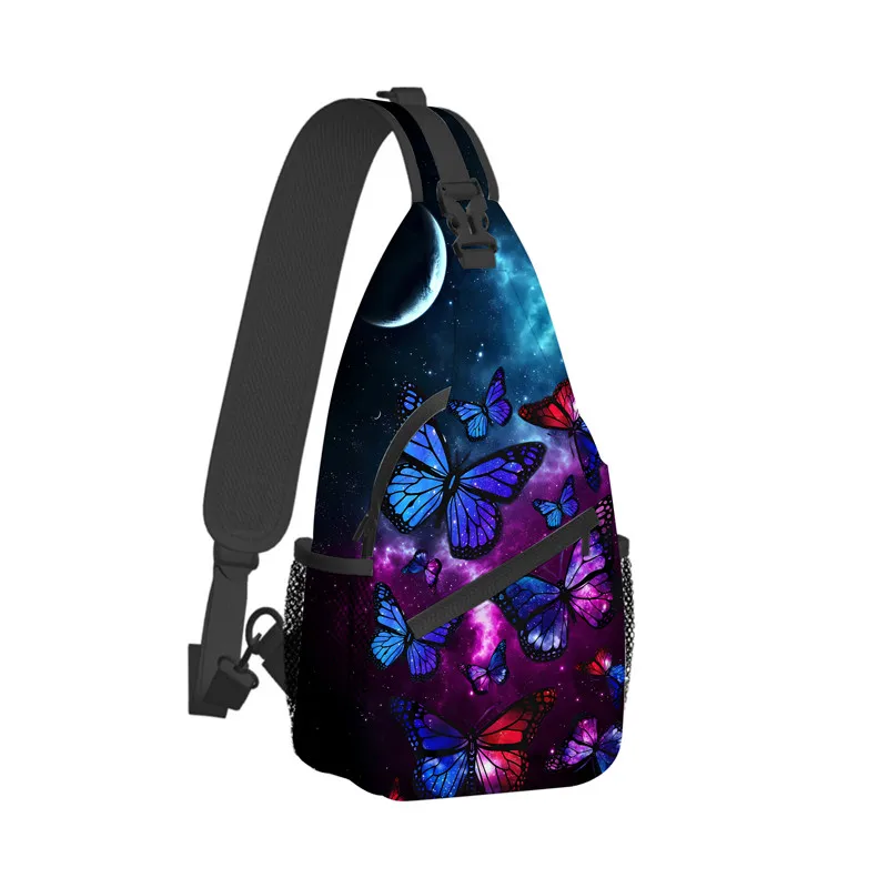 Brilliant Butterfly Chest Bag Boy/Girls Best Gift 2D Flat Cartoon Large Capacity Outdoor Sports Leisure Fashion Messenger Bag