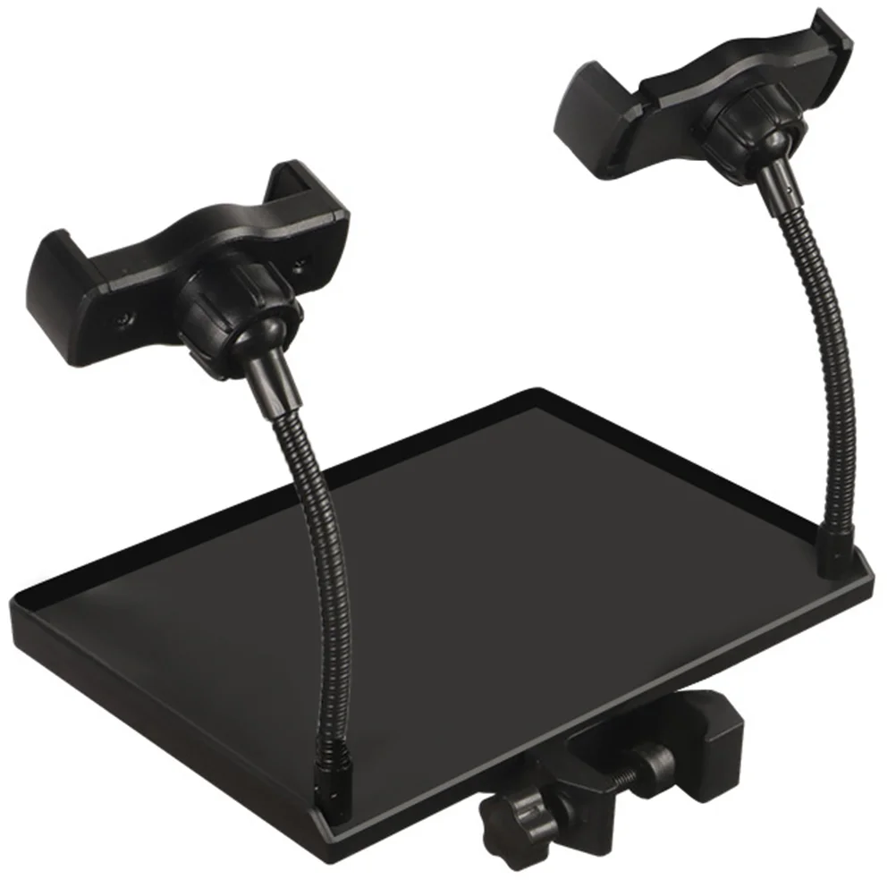

Clip On Stand for Mic Shelf Durable Material Adjustable Height Sound Card Broadcast Multi-Purposes Sound Card Tray Rack Office