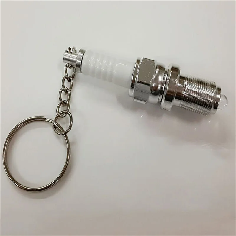 LED Lights, Spark Plugs with Keychain, Electronic Lights, Small Gifts, Motorcycle Accessories, Model Keychain Flashlight