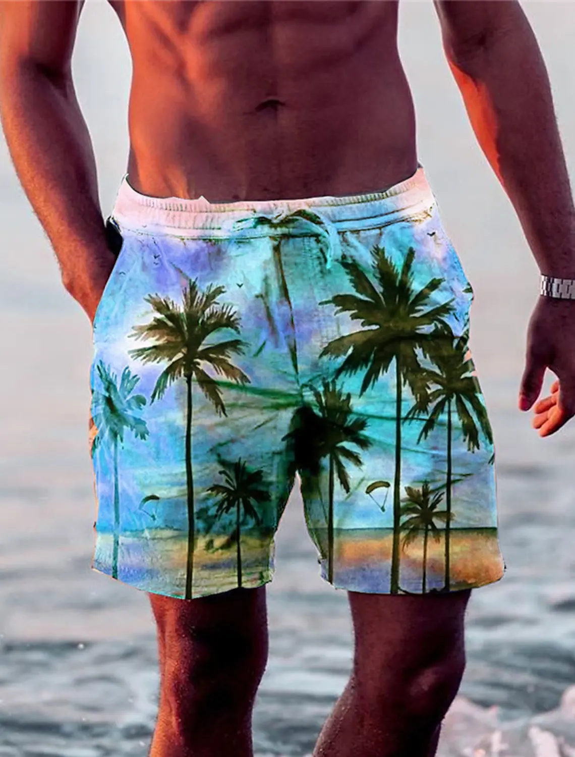 

Mens Hawaiian Long Swim Trunks Surf Trunks Shorts Fashion Street Trend Casual Daily Vacation Elastic Waist Designer Clothing