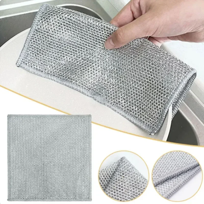 1PC Wire Wash Cloths Wire Towels Washing Cloths for Wet and Dry Kitchen Cleaning Rags Multipurpose Wire Miracle Cleaning Cloths