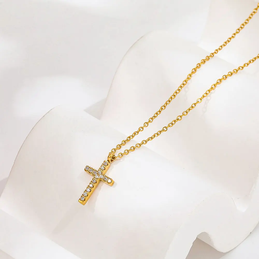 JOOLIM مجوهرات الراقية Pvd بالجملة مقاوم للماء تنوعا موضة الصليب زركونيا تمهيد قلادة قلادة من الفولاذ المقاوم للصدأ للنساء #4