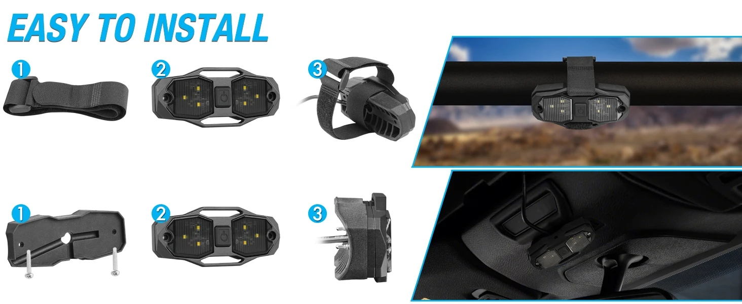 For Jeep Wrangler JK 2007-2018 Roll Bar Cage Mount UTV LED Interior Dome Light Map Courtesy Lighting White Bright Waterproof 12V