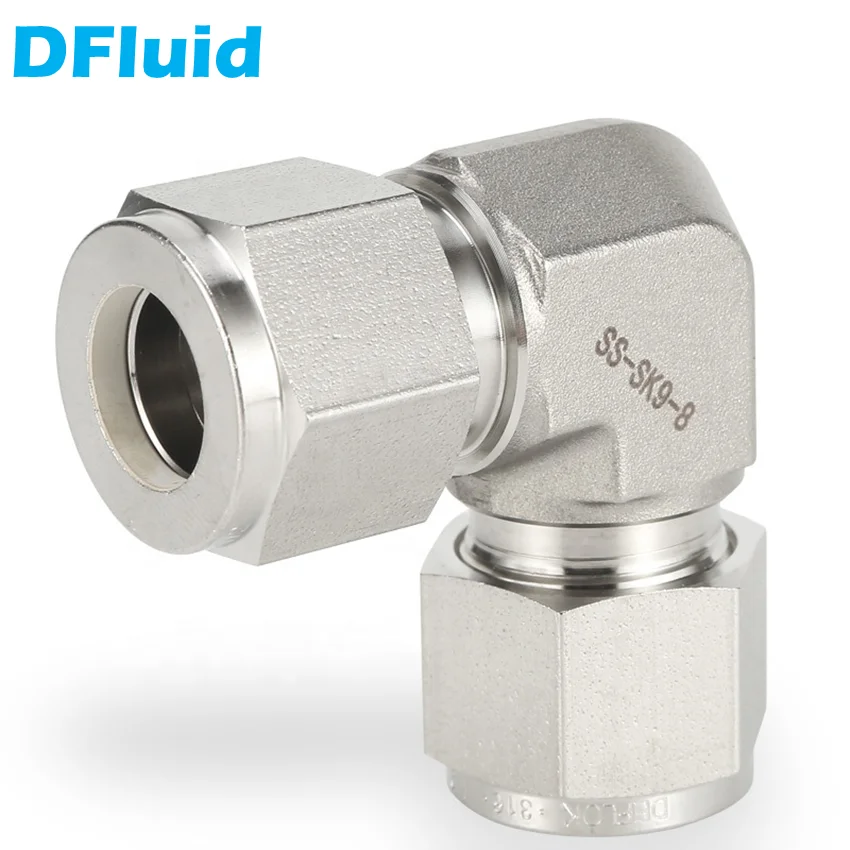 Stainless Steel 316 ELBOW UNION Double Ferrule Compression Tube Fitting 30MPa 1/8