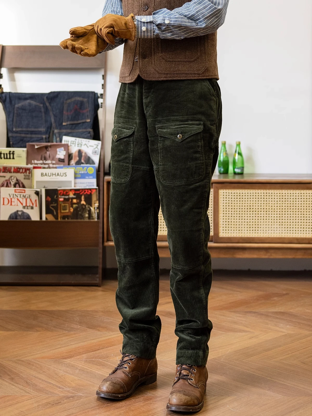 Red Tornado \'Lumberjack\' Trousers Relaxed Tapered Fit Vintage Corduroy Work Pant