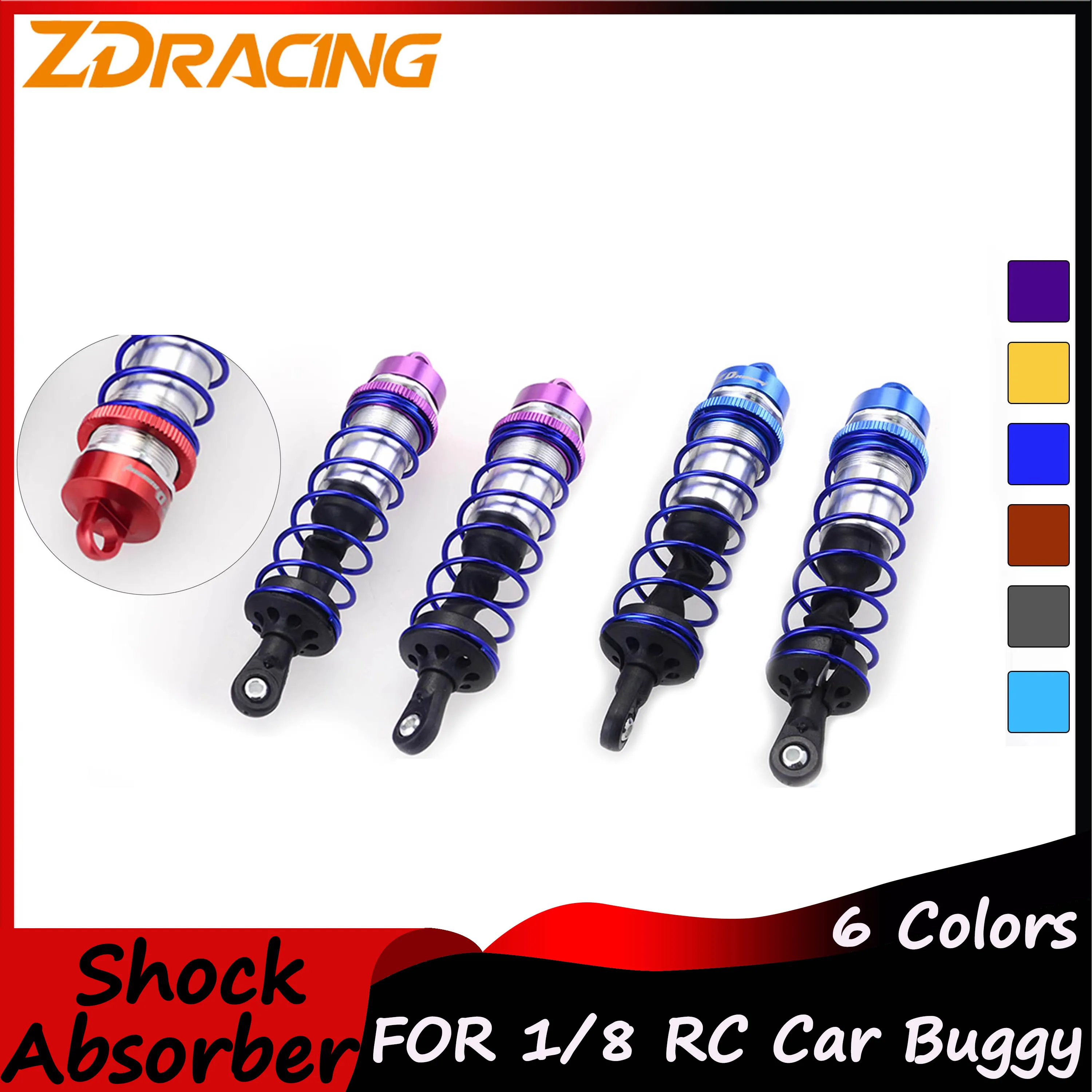 120mmフロント143mmリアZDレーシング1/8 RCカーダンパー金属負圧ショックアブソーバーバギートラックトラギーHPIレッドキャットLRP用