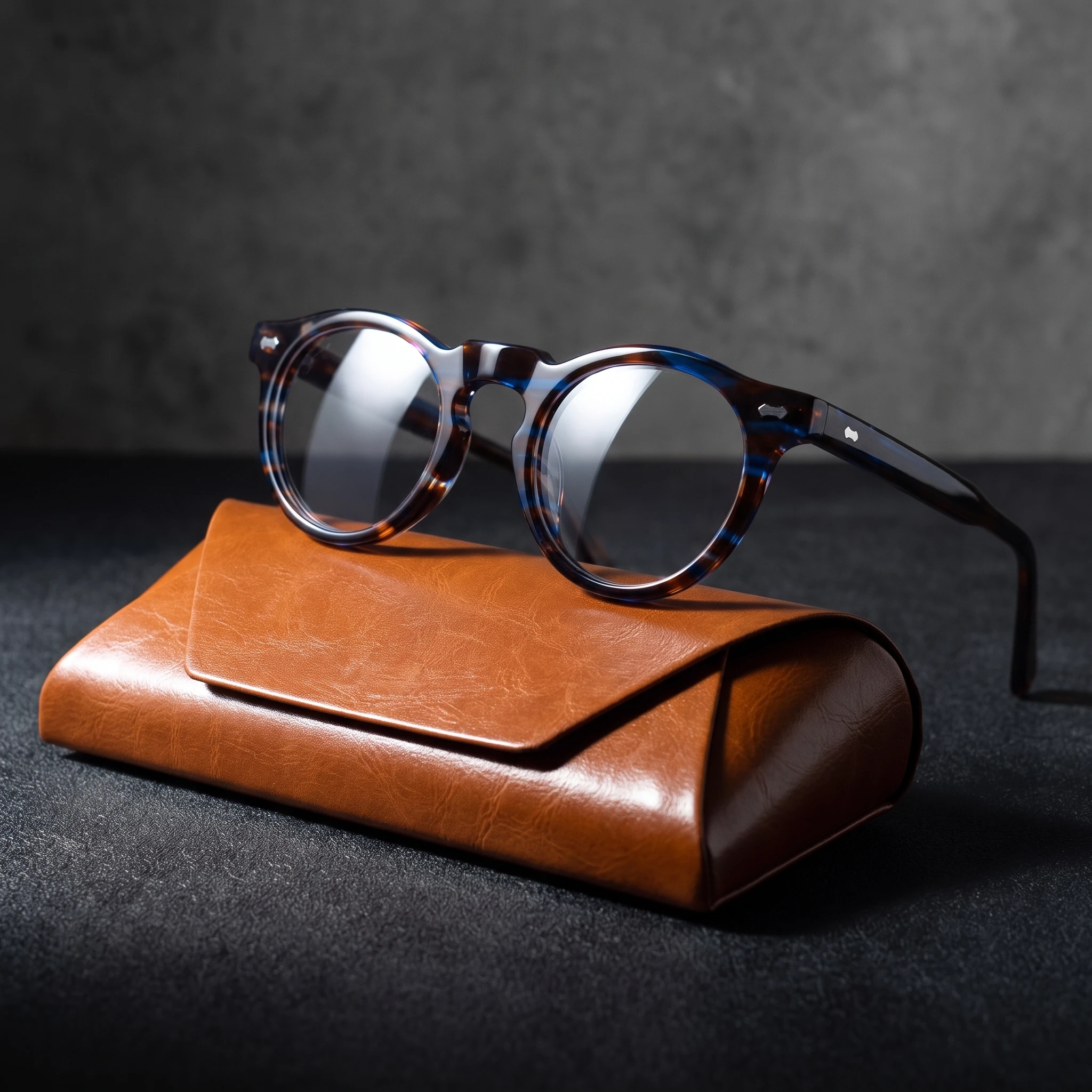 HONKAN Handmade Acetate Glasses Frame Men Women Vintage Round Optical Prescription Eyeglasses Retro Keyhole Bridge Eyewear Frame