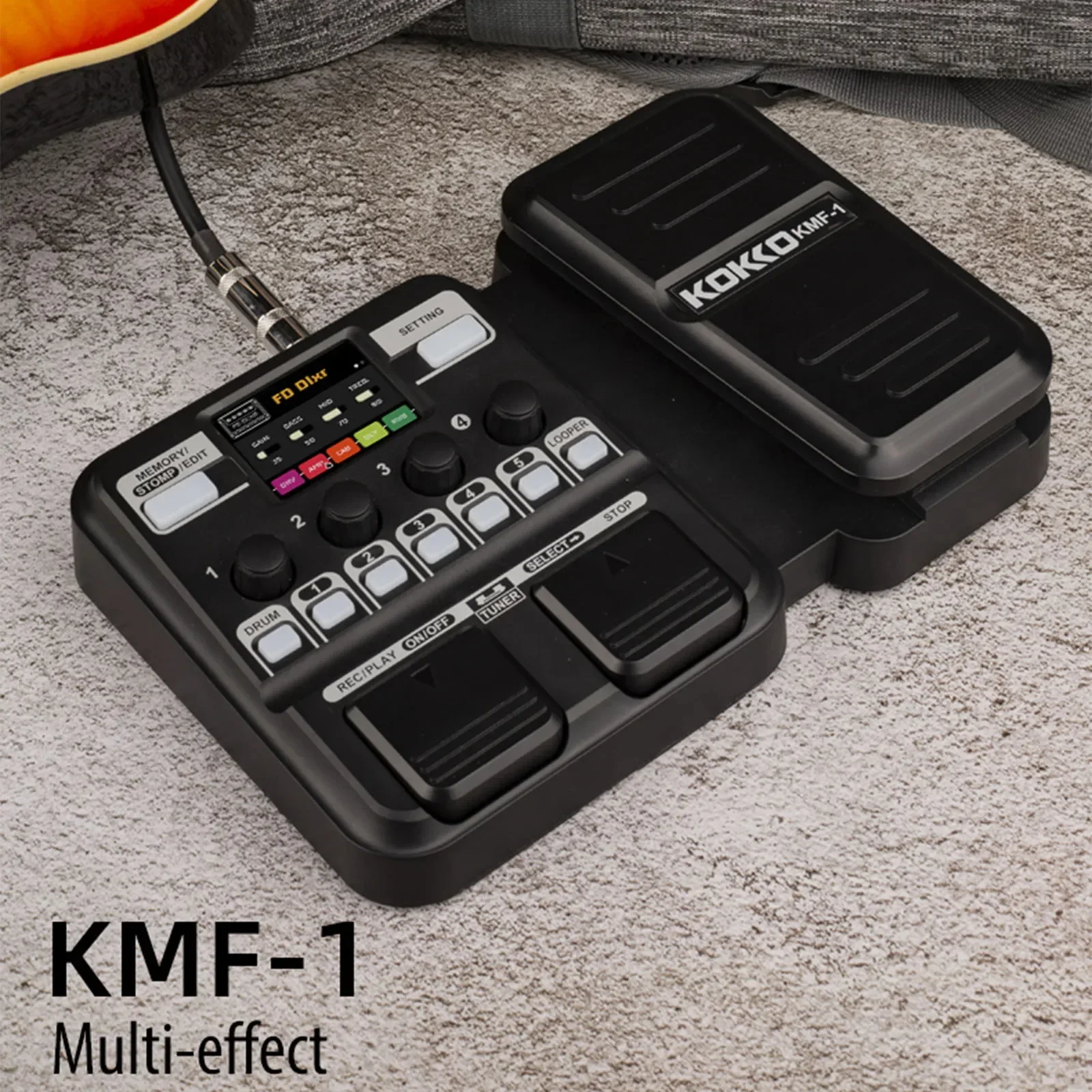KOKKO KMF-1 Guitar Multi-Effects Pedal Processor 18 Amp Models 512 Point IR Sampling Drum Machine Looper Guitar Bass Accessories