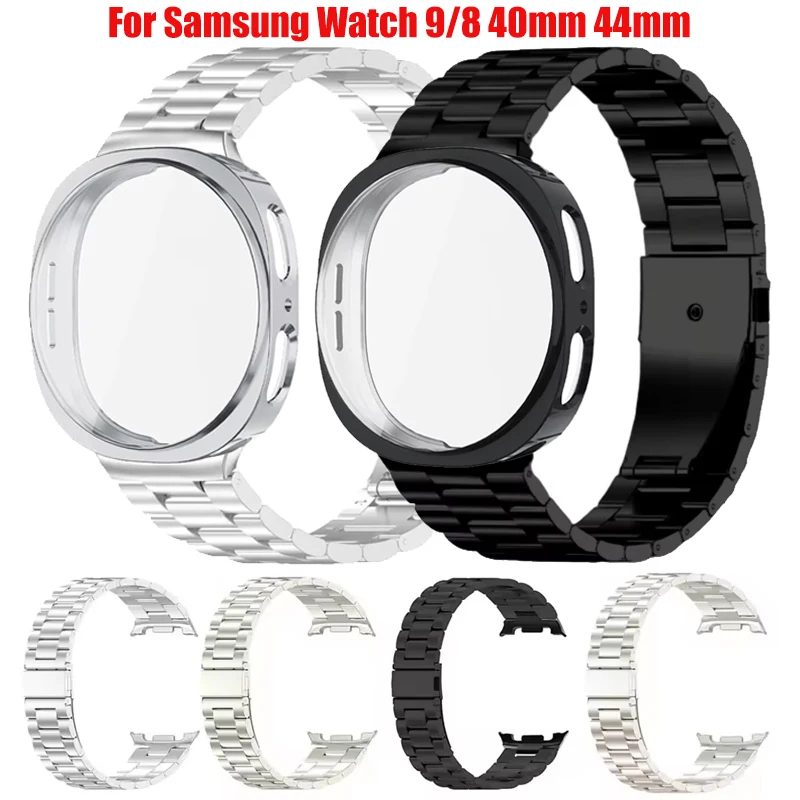 Edelstahlarmband + TPU-Gehäuse für Samsung Galaxy Watch 9 40 mm 44 mm Metallarmband Correa mit Schale für Galaxy Watch 8 40/44 mm