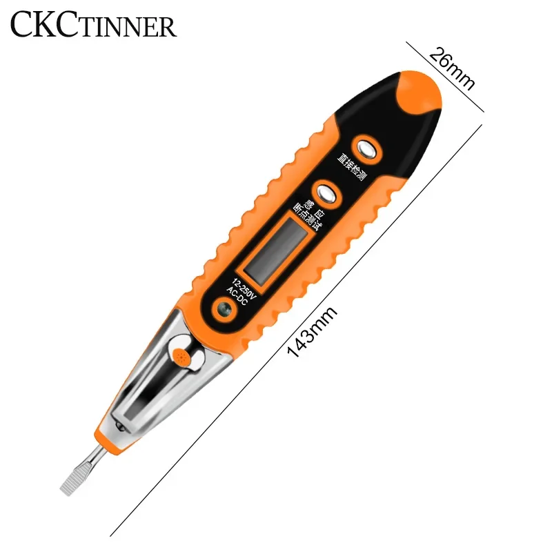 MultiDigital  Test Pencil AC DC 12-250V Tester Electrical Screwdriver LCD Display Voltage Detector Test Pen Electrician Tools