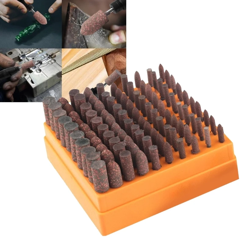 

100Pcs Rubber Grinding Heads Polish Rotary Tool Rubber Rotary Tool Polishing Burr Rotary Tool Rubber Polishing Bit M4YD